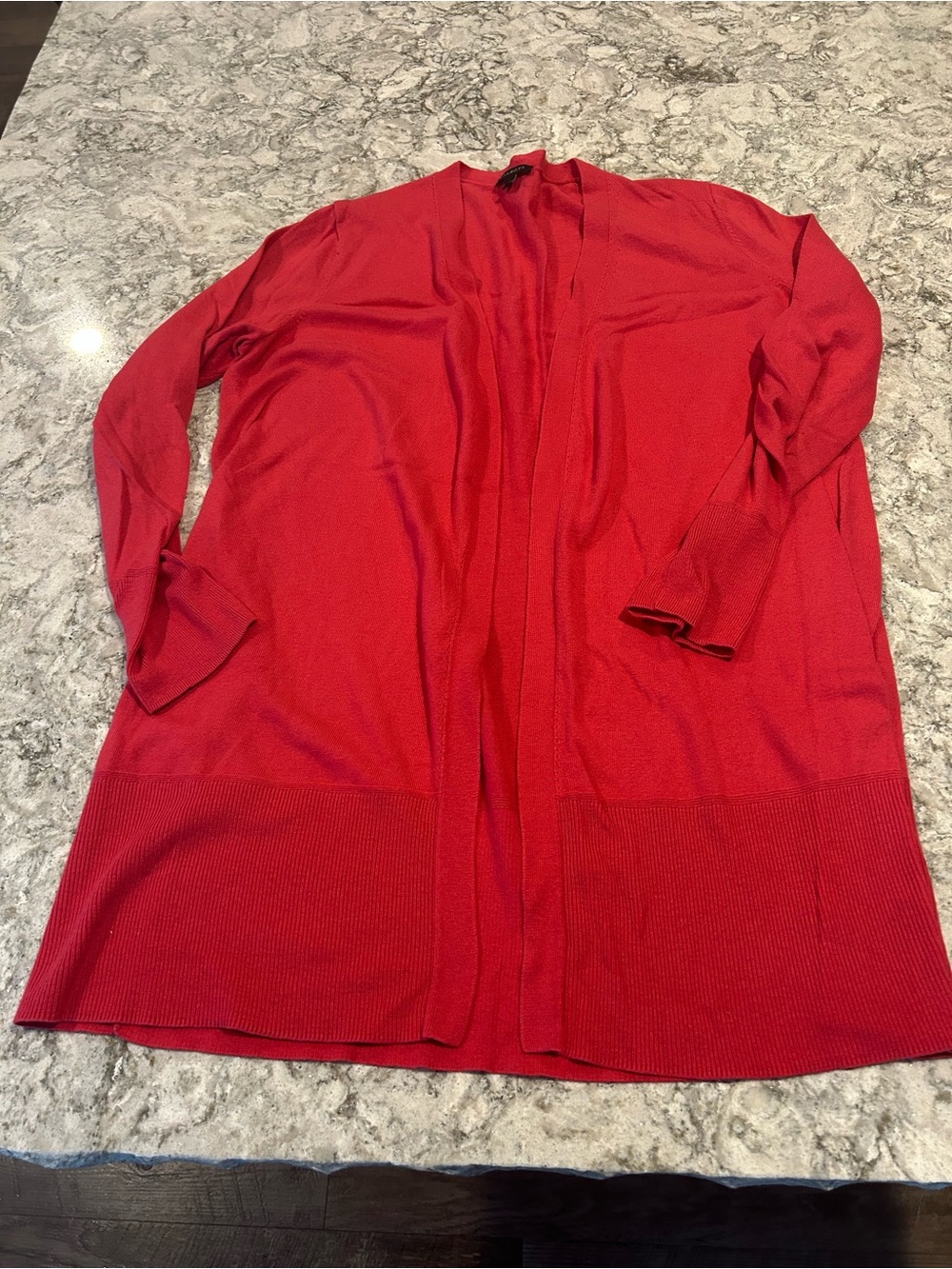 Talbots Open-Front coral Long Robe-Style Cardigan L